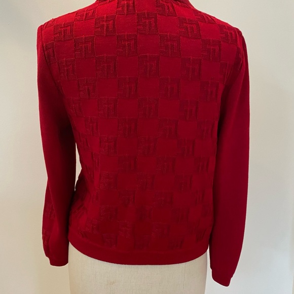 St John Sport Womens Red Cardigan with SJ Pattern in Knit / Size M / Vintage - Picture 11 of 16